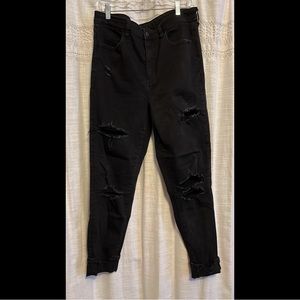 AE Distressed Black Super High Rise Jegging